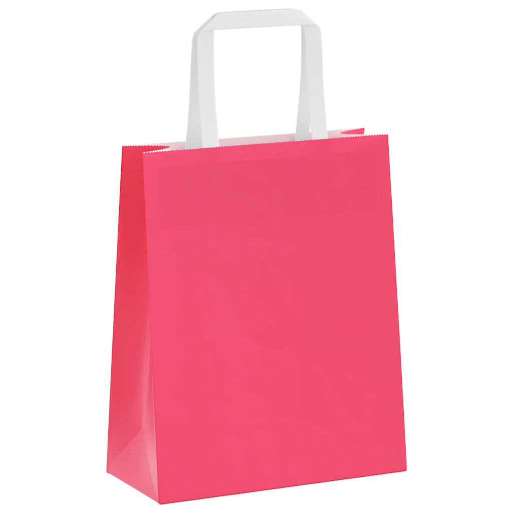 HKH Bolsas de Papel 50 Unidades con Asas - Rosa - 18x8x22 cm