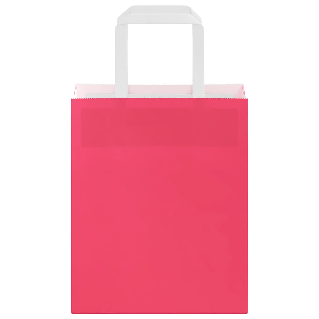 HKH Bolsas de Papel 50 Unidades con Asas - Rosa - 18x8x22 cm