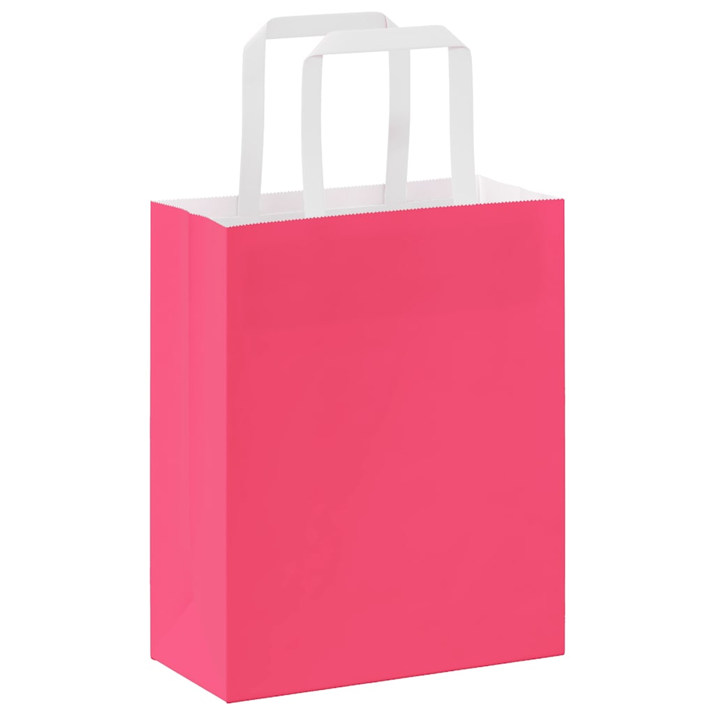 HKH Bolsas de Papel 50 Unidades con Asas - Rosa - 18x8x22 cm