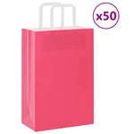 HKH Sacos de Papel 50 Unidades com Alças - Rosa - 21x11x31 cm