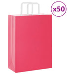 HKH Sacos de Papel 50 Unidades com Alças - Rosa - 26x12x35 cm