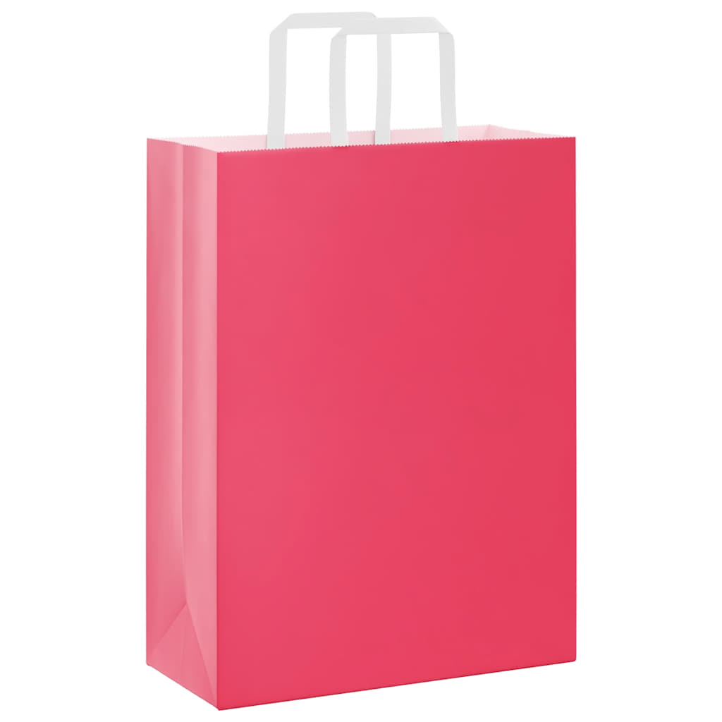 HKH Sacos de Papel 50 Unidades com Alças - Rosa - 26x12x35 cm
