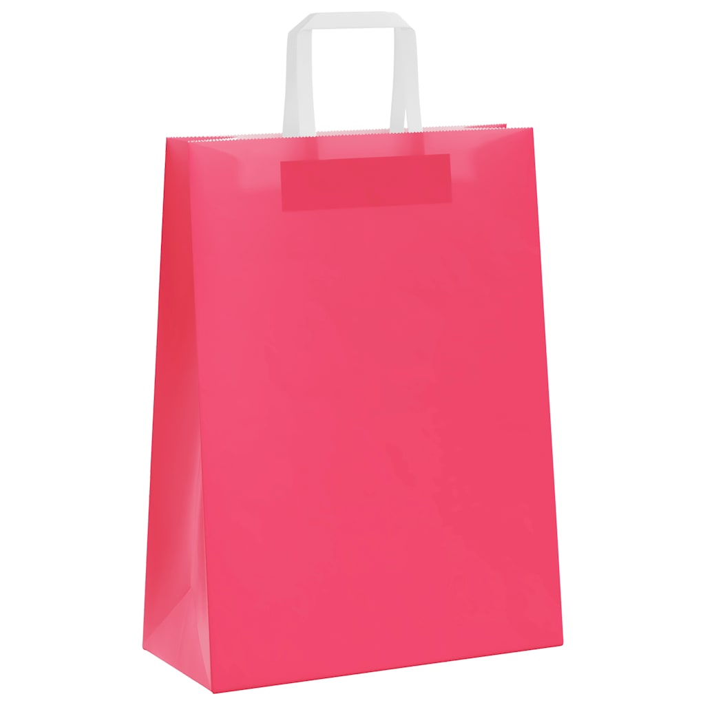 HKH Sacos de Papel 50 Unidades com Alças - Rosa - 26x12x35 cm