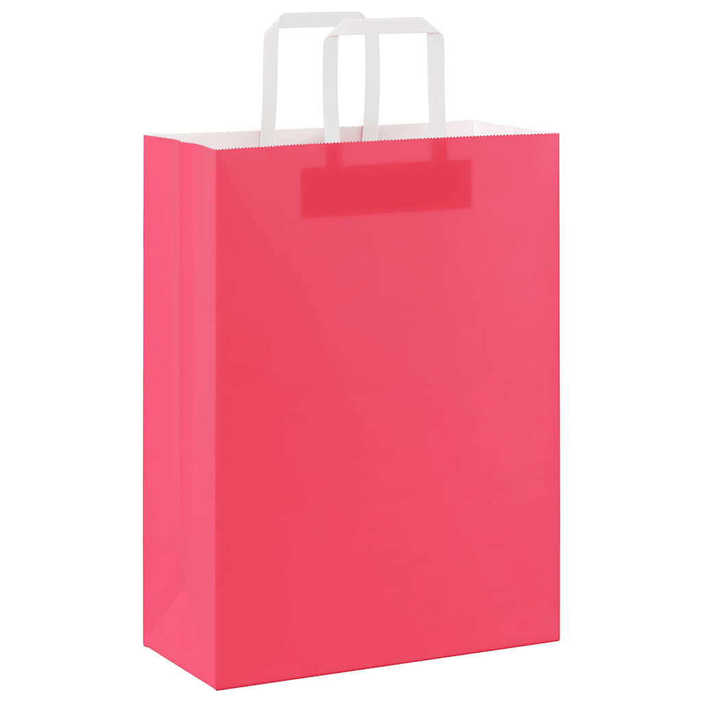 HKH Sacos de Papel 50 Unidades com Alças - Rosa - 26x12x35 cm