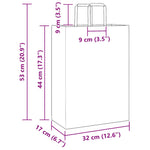 HKH Sacos de Papel 50 Unidades com Alças - Rosa - 32x17x44 cm