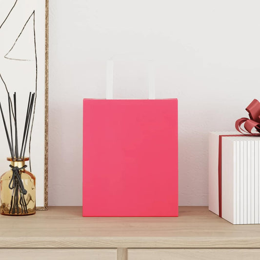 HKH Sacos de Papel 250 Unidades com Alças - Rosa - 18x8x22 cm