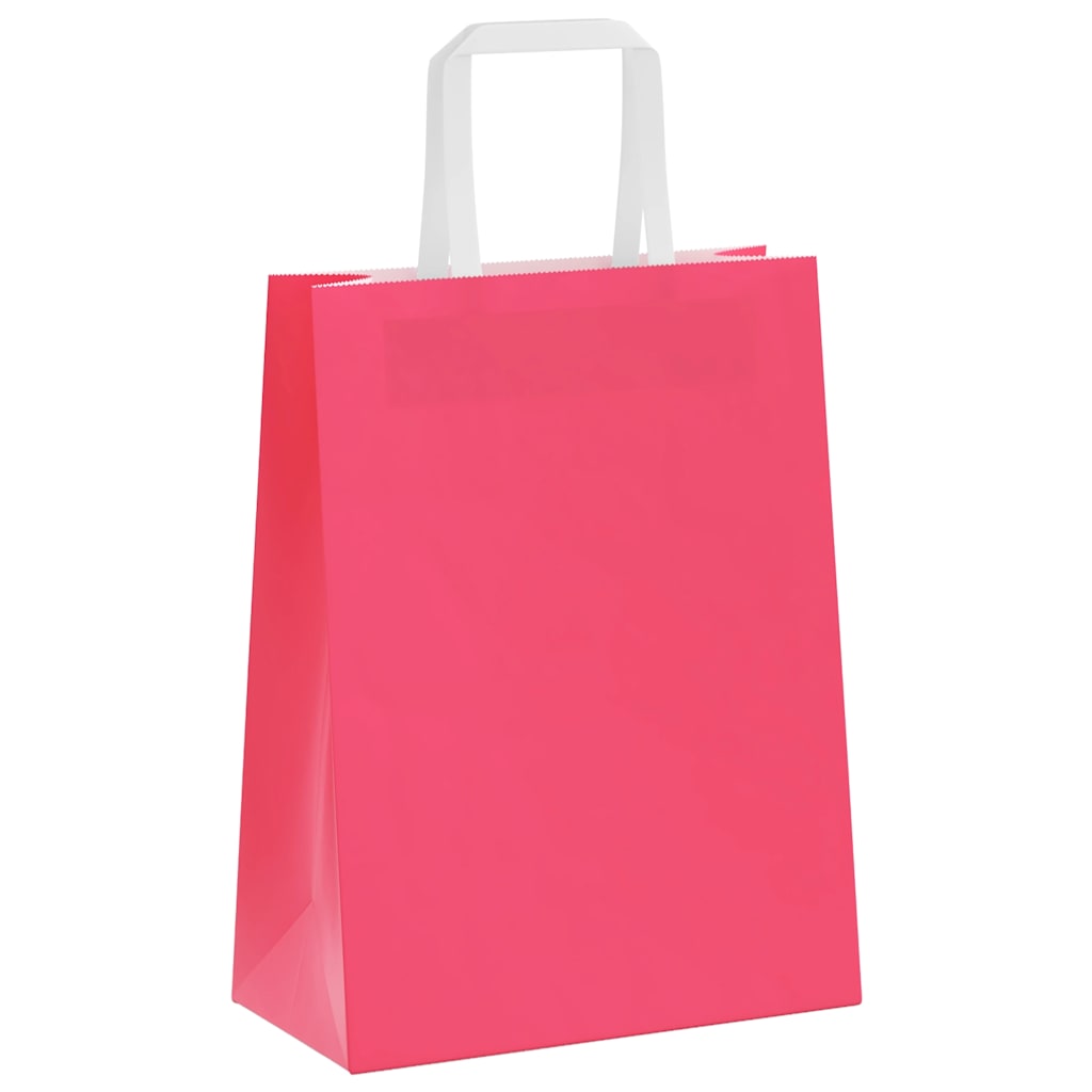 HKH Sacos de Papel 250 Unidades com Alças - Rosa - 21x11x28 cm