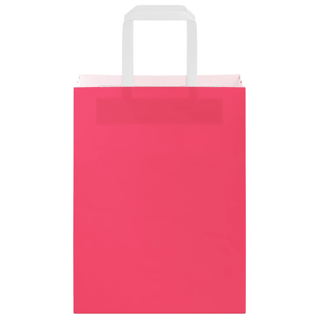 HKH Sacos de Papel 250 Unidades com Alças - Rosa - 21x11x28 cm