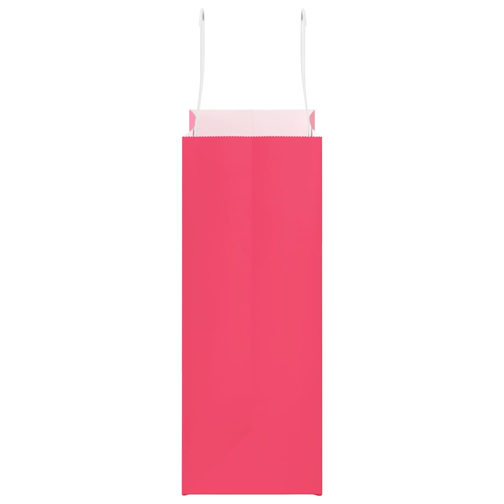 HKH Sacos de Papel 250 Unidades com Alças - Rosa - 21x11x28 cm