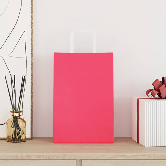 HKH Sacos de Papel 250 Unidades com Alças - Rosa - 21x11x31 cm