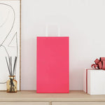 HKH Sacos de Papel 250 Unidades com Alças - Rosa - 21x11x36 cm