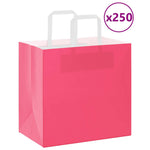HKH Sacos de Papel 250 Unidades com Alças - Rosa - 26x17x25 cm