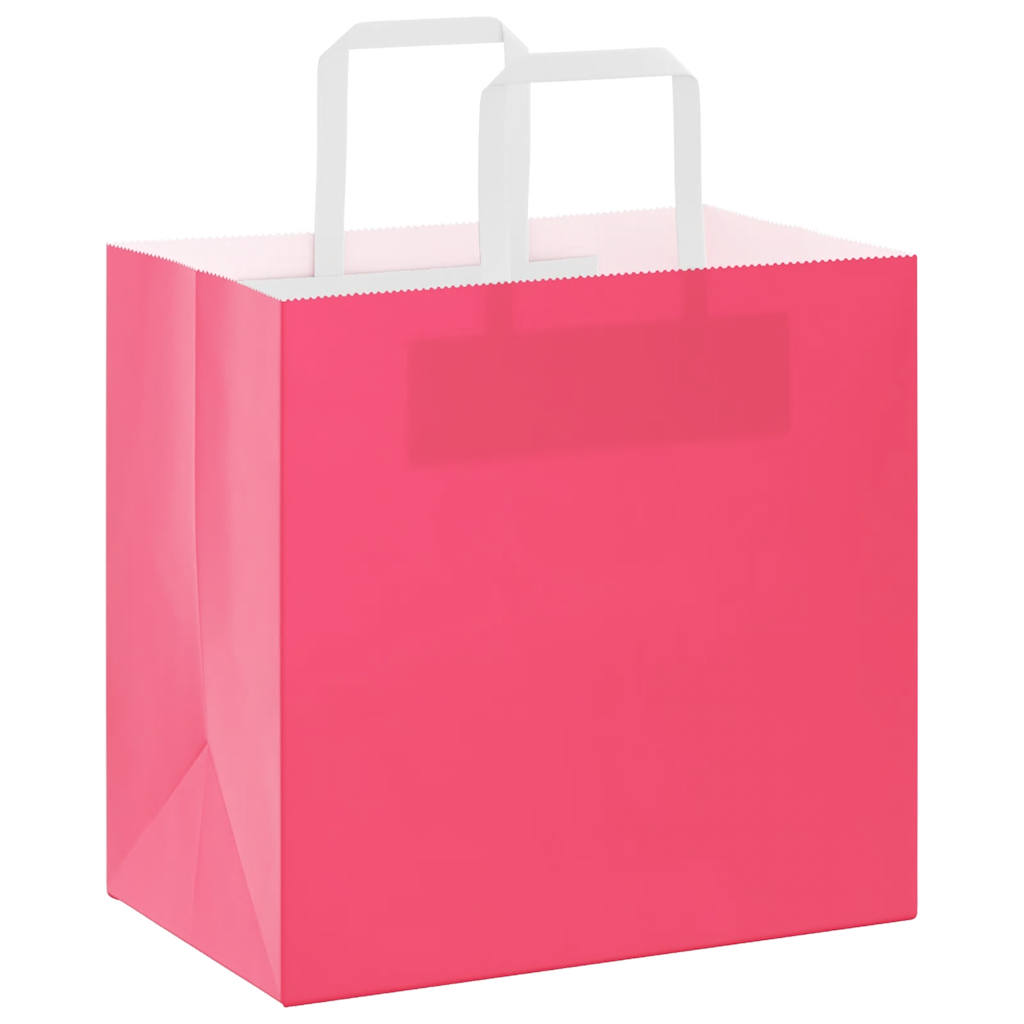 HKH Sacos de Papel 250 Unidades com Alças - Rosa - 26x17x25 cm
