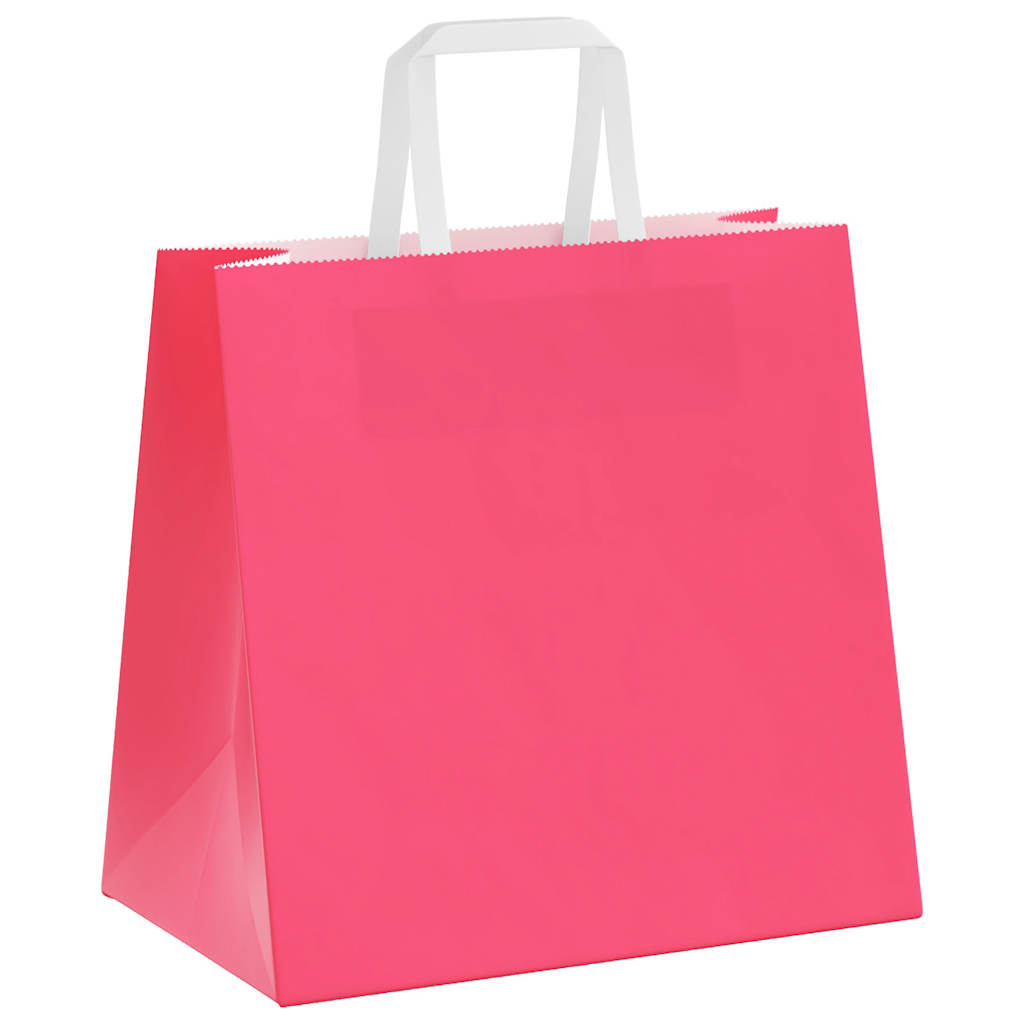 HKH Sacos de Papel 250 Unidades com Alças - Rosa - 26x17x25 cm