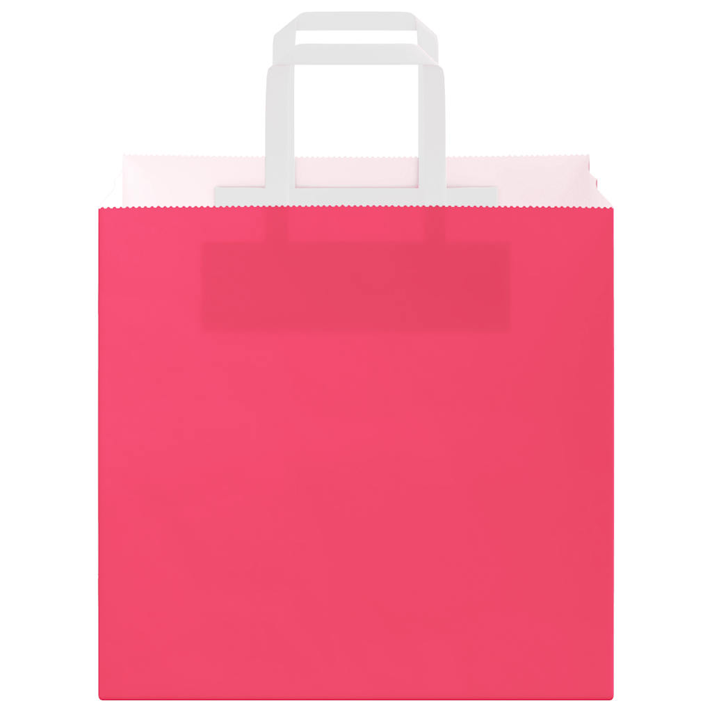 HKH Sacos de Papel 250 Unidades com Alças - Rosa - 26x17x25 cm