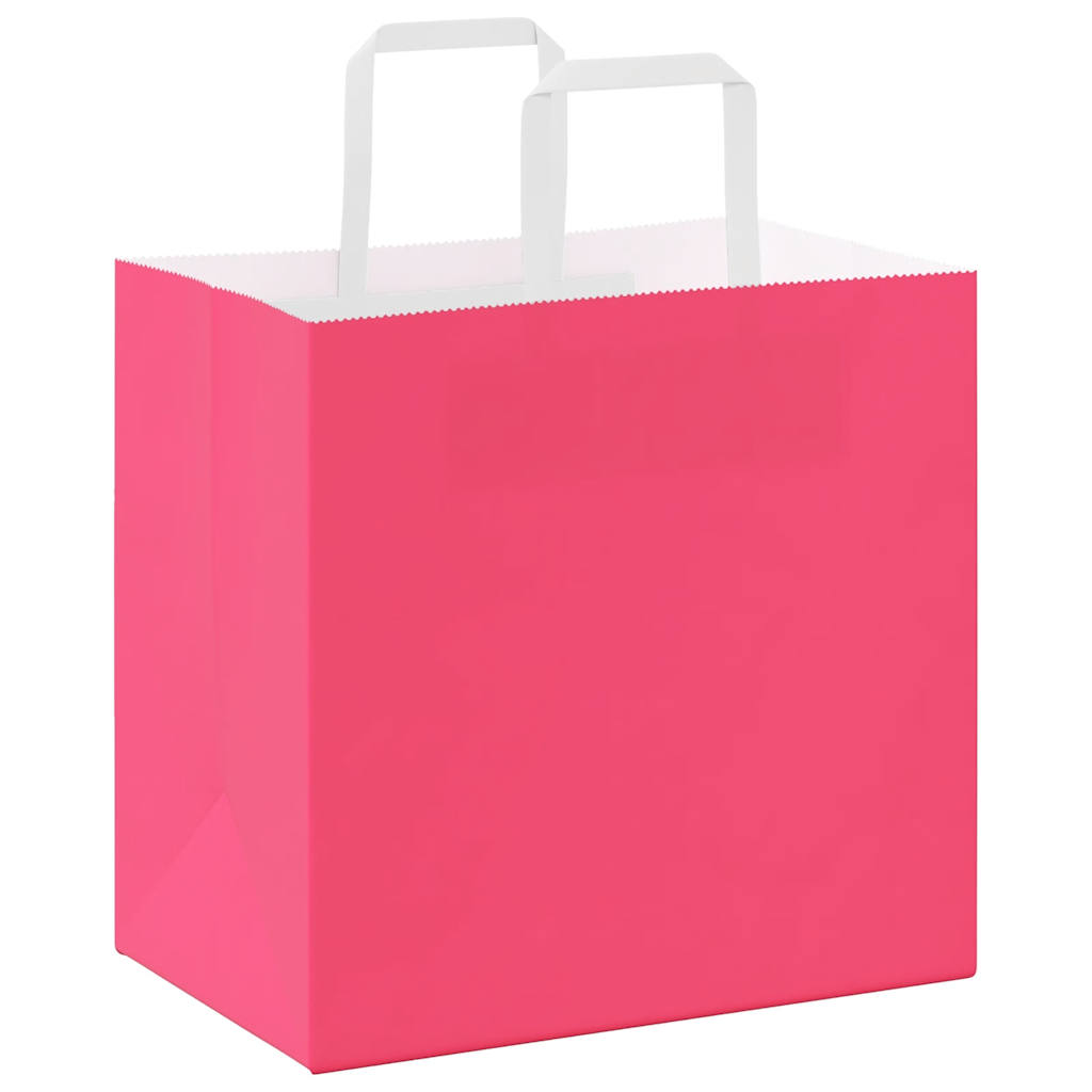 HKH Sacos de Papel 250 Unidades com Alças - Rosa - 26x17x25 cm