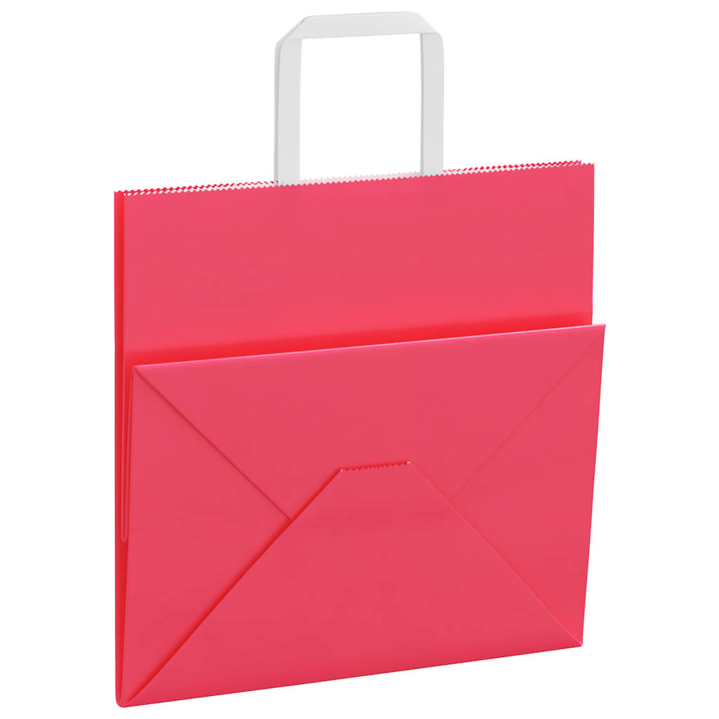 HKH Sacos de Papel 250 Unidades com Alças - Rosa - 26x17x25 cm