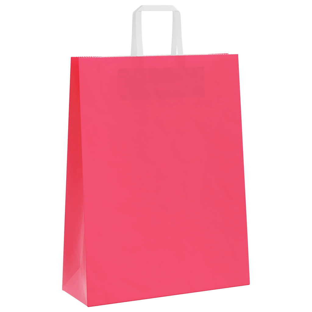 HKH Bolsas de Papel 250 Unidades con Asas - Rosa - 32x12x42 cm