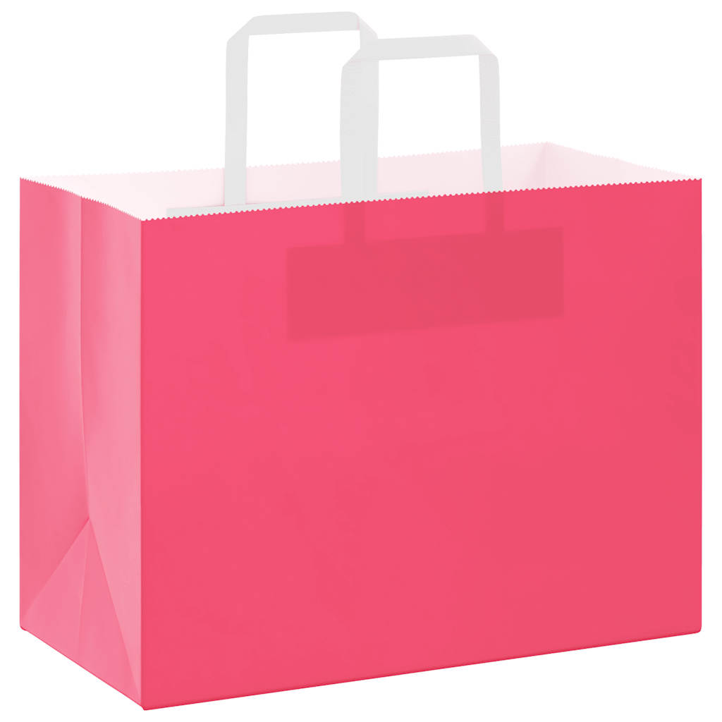 HKH Bolsas de Papel 250 Unidades con Asas - Rosa - 32x17x25 cm