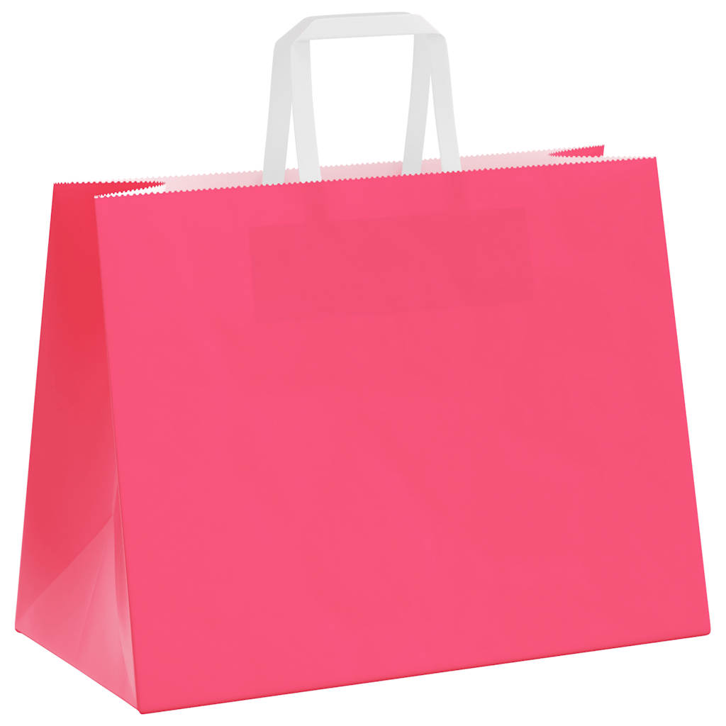 HKH Bolsas de Papel 250 Unidades con Asas - Rosa - 32x17x25 cm