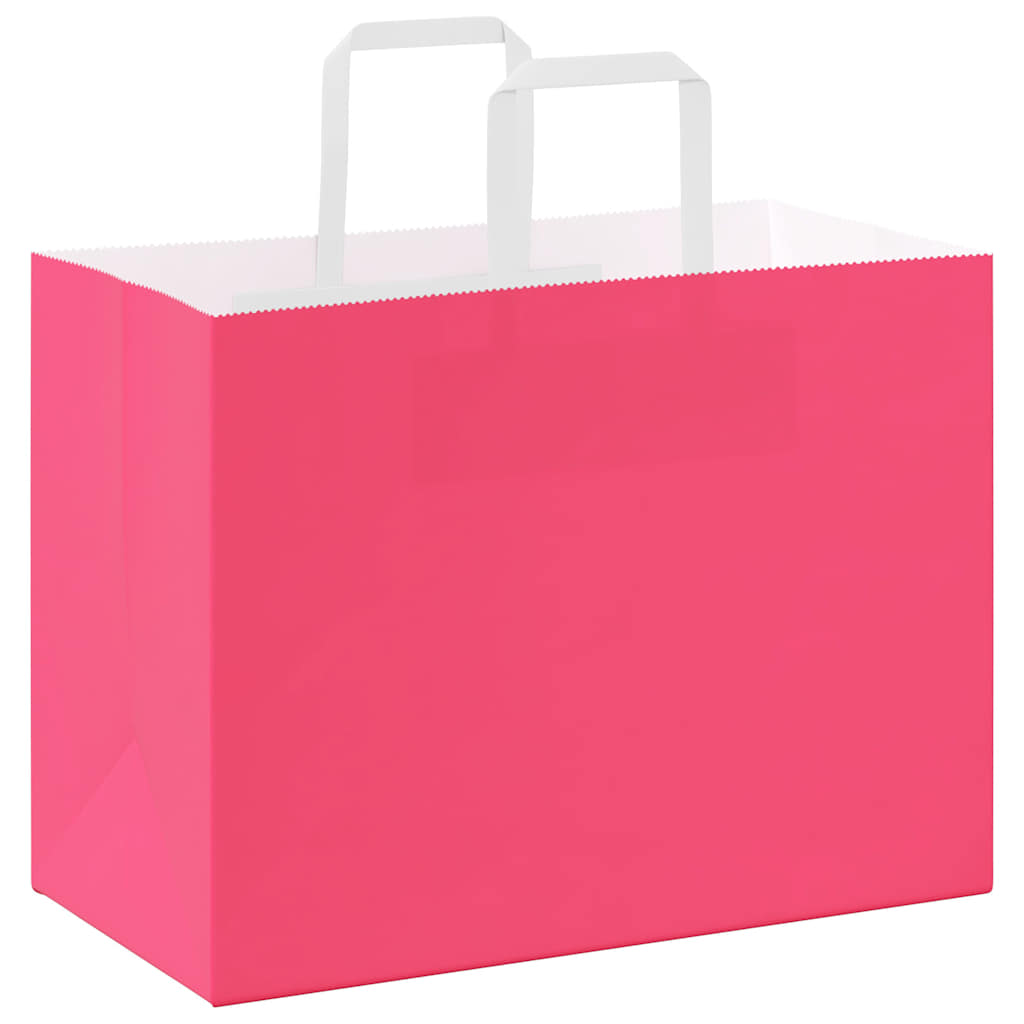 HKH Bolsas de Papel 250 Unidades con Asas - Rosa - 32x17x25 cm