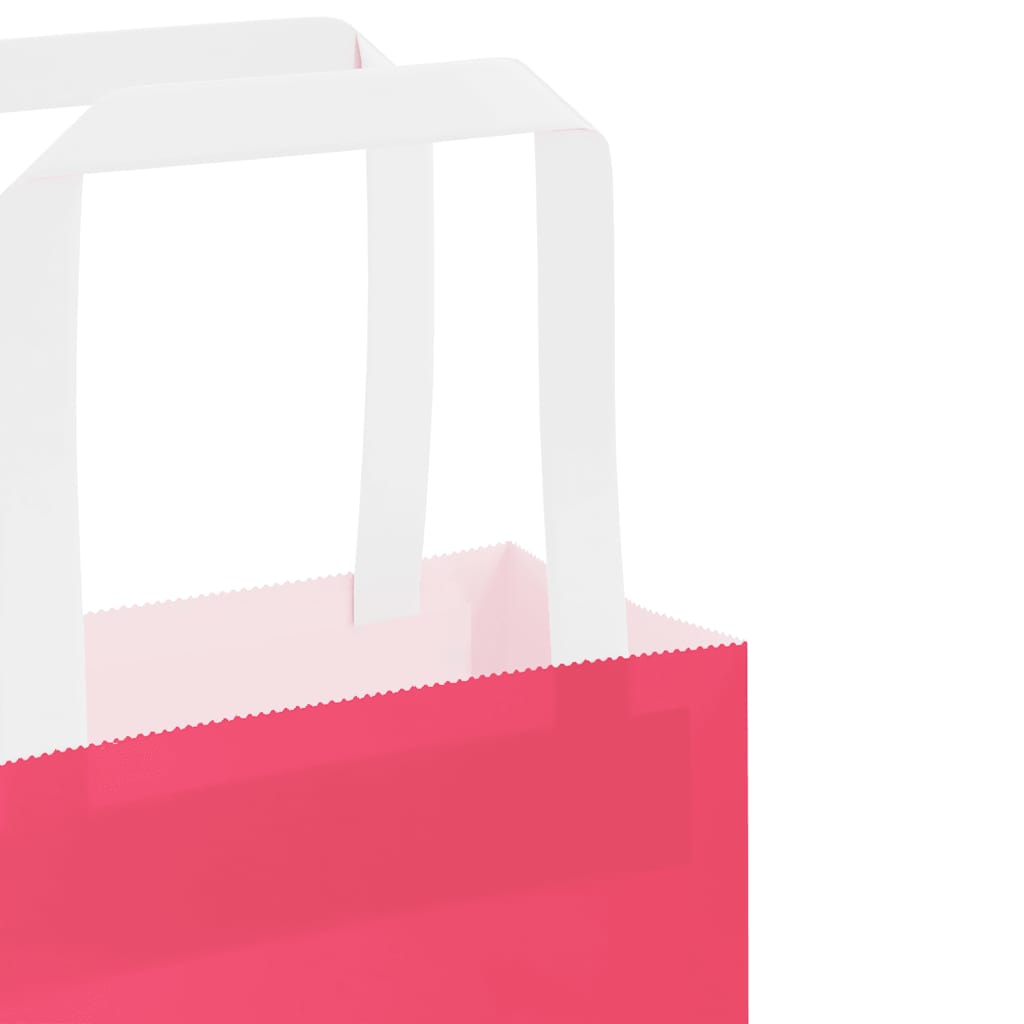 HKH Bolsas de Papel 250 Unidades con Asas - Rosa - 32x17x25 cm
