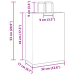 Bolsas de Papel HKH 250 Unidades con Asas - Rosa - 32x17x44 cm