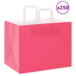 Bolsas de papel HKH 250 unidades con asas - Rosa - 32x22x24 cm