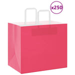 Bolsas de papel HKH 250 unidades con asas - Rosa - 32x22x28 cm