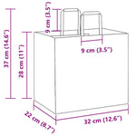 Bolsas de papel HKH 250 unidades con asas - Rosa - 32x22x28 cm