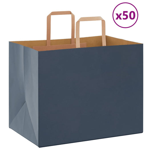 HKH Sacos de Papel 50 Unidades com Alças - Azul - 32x22x24 cm