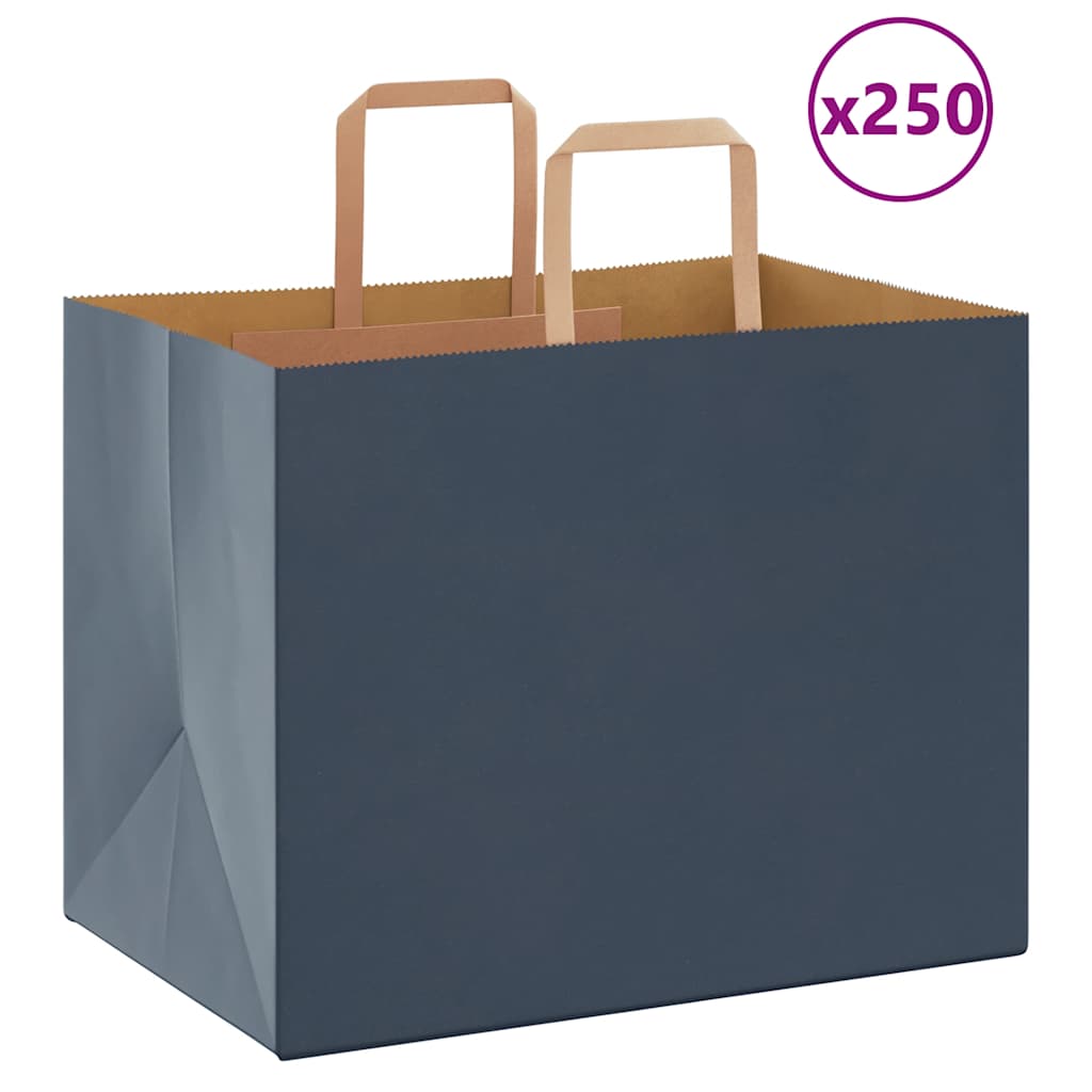 HKH Sacos de Papel 250 Unidades com Alças - Azul - 32x22x24 cm