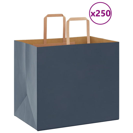 HKH Bolsas de Papel 250 Unidades con Asas - Azul - 32x22x28 cm