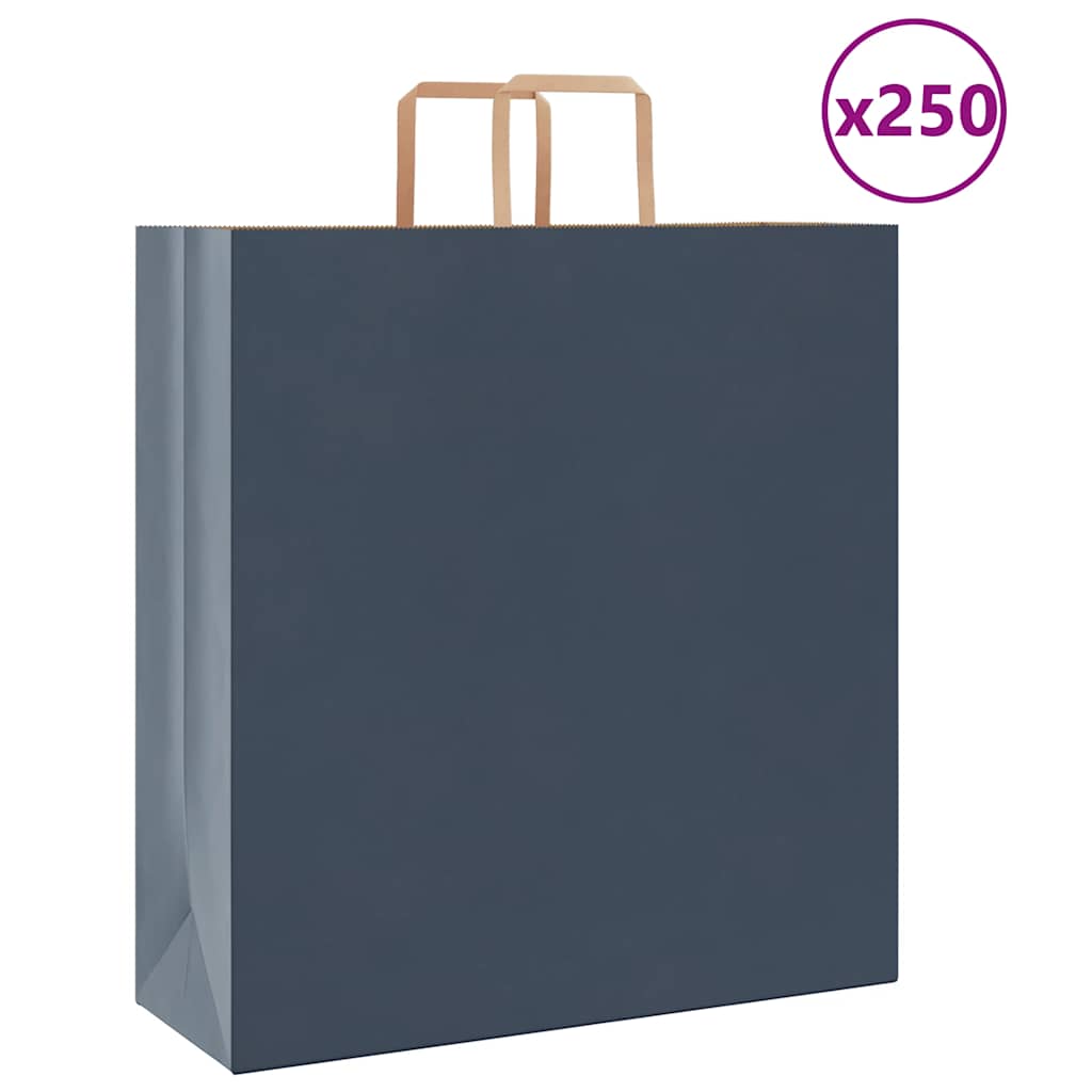 HKH Sacos de Papel 250 Unidades com Alças - Azul - 45x17x48 cm