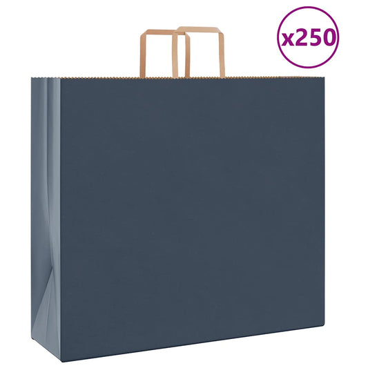 HKH Bolsas de Papel 250 Unidades con Asas - Azul - 54x15x49 cm