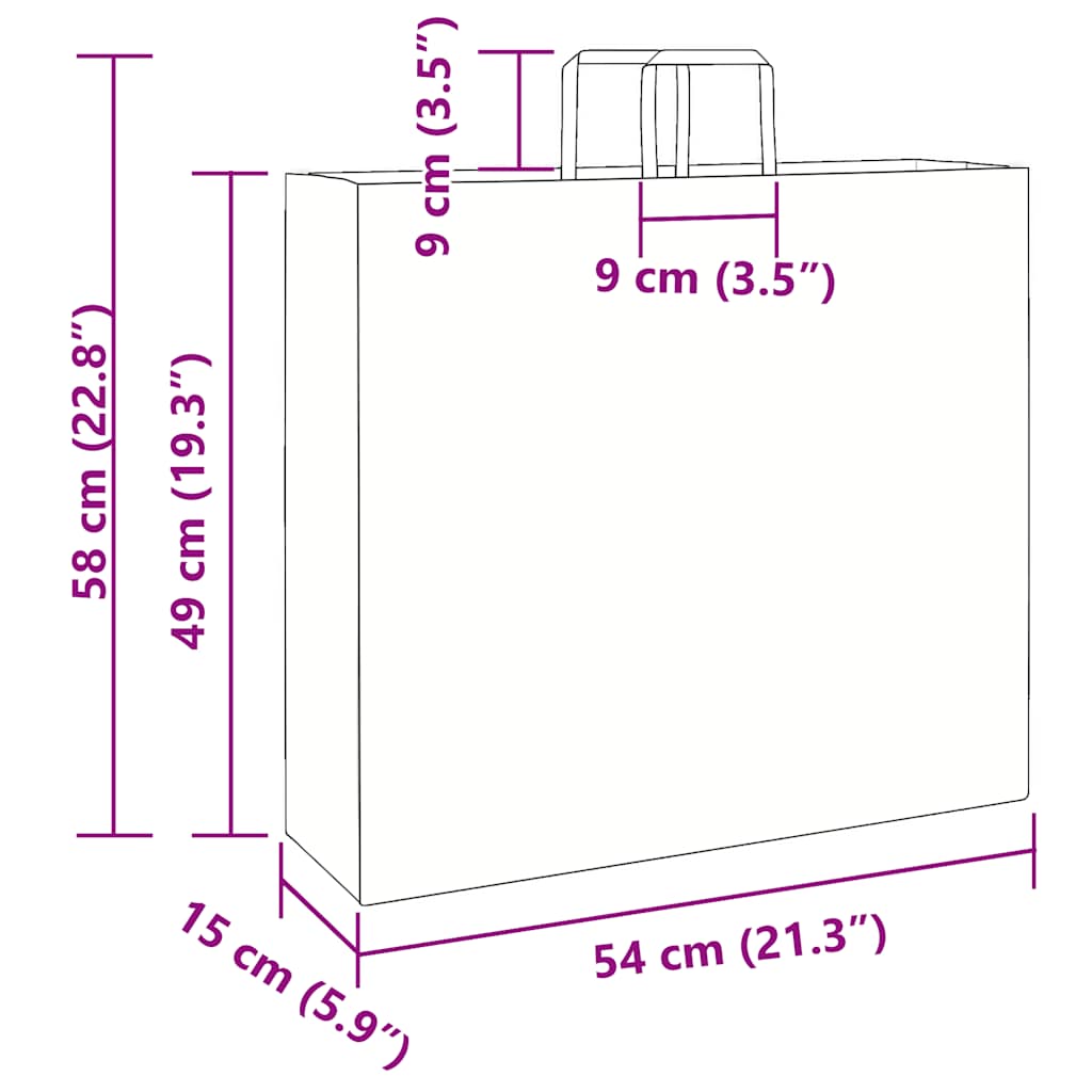 HKH Sacos de Papel 250 Unidades com Alças - Azul - 54x15x49 cm