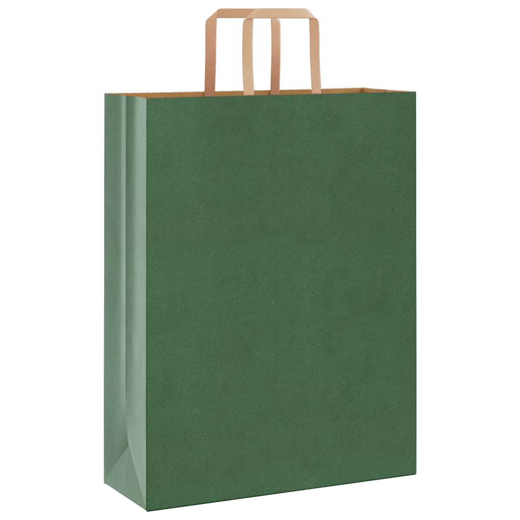HKH Sacos de Papel 250 Unidades com Alças - Verde - 32x12x42 cm