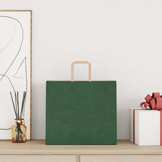 HKH Sacos de Papel 250 Unidades com Alças - Verde - 32x22x28 cm