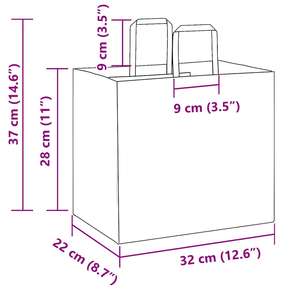 HKH Sacos de Papel 250 Unidades com Alças - Verde - 32x22x28 cm
