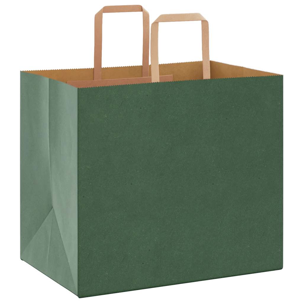 HKH Sacos de Papel 250 Unidades com Alças - Verde - 32x22x28 cm