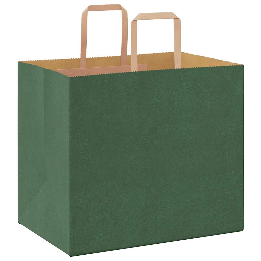 HKH Sacos de Papel 250 Unidades com Alças - Verde - 32x22x28 cm