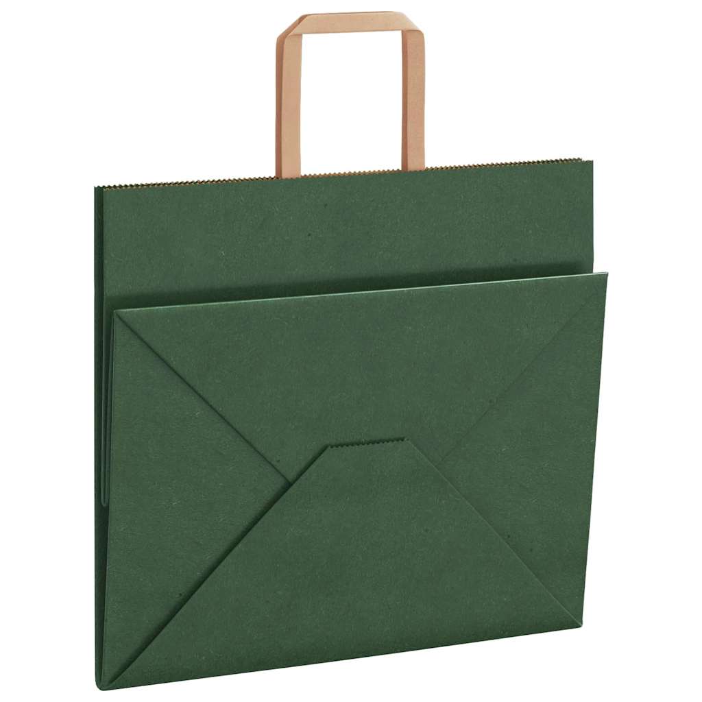 HKH Sacos de Papel 250 Unidades com Alças - Verde - 32x22x28 cm