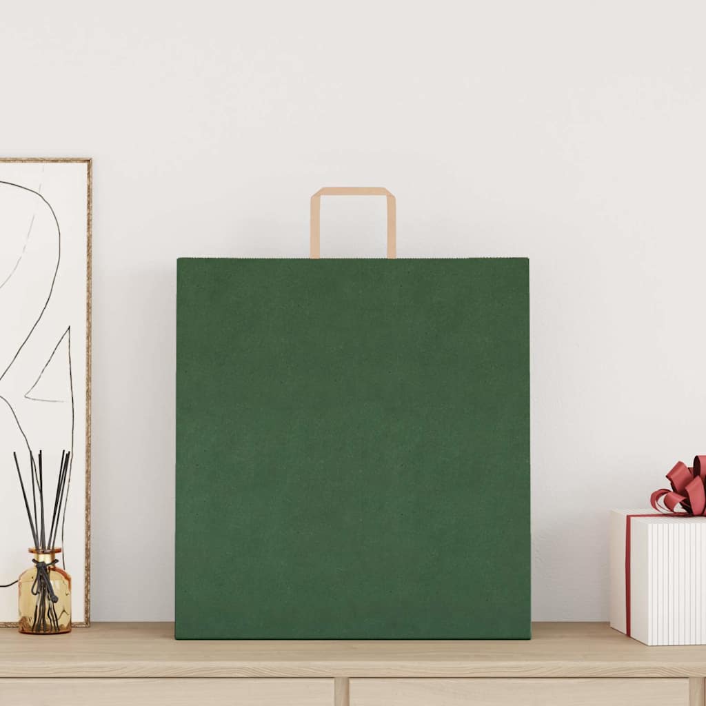HKH Sacos de Papel 250 Unidades com Alças - Verde - 45x17x48 cm