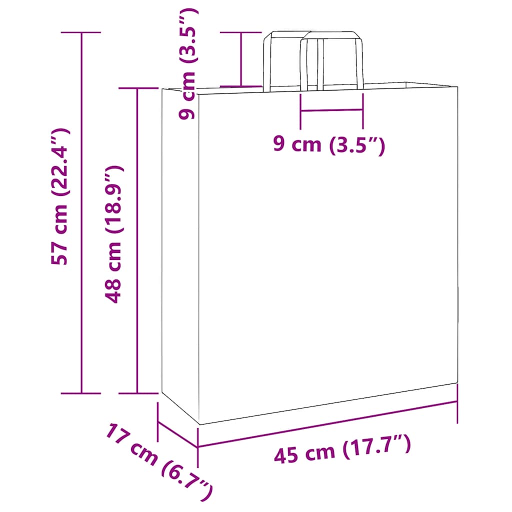 HKH Sacos de Papel 250 Unidades com Alças - Verde - 45x17x48 cm