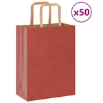 HKH Sacos de Papel 50 Unidades com Alças - Vermelho - 21x11x28 cm