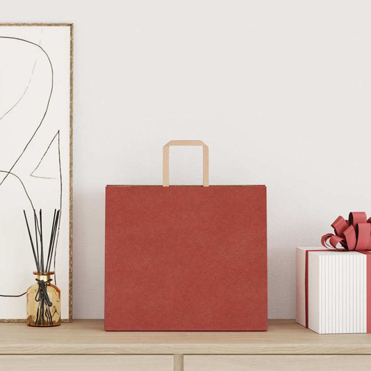 HKH Sacos de Papel 250 Unidades com Alças - Vermelho - 32x22x28 cm