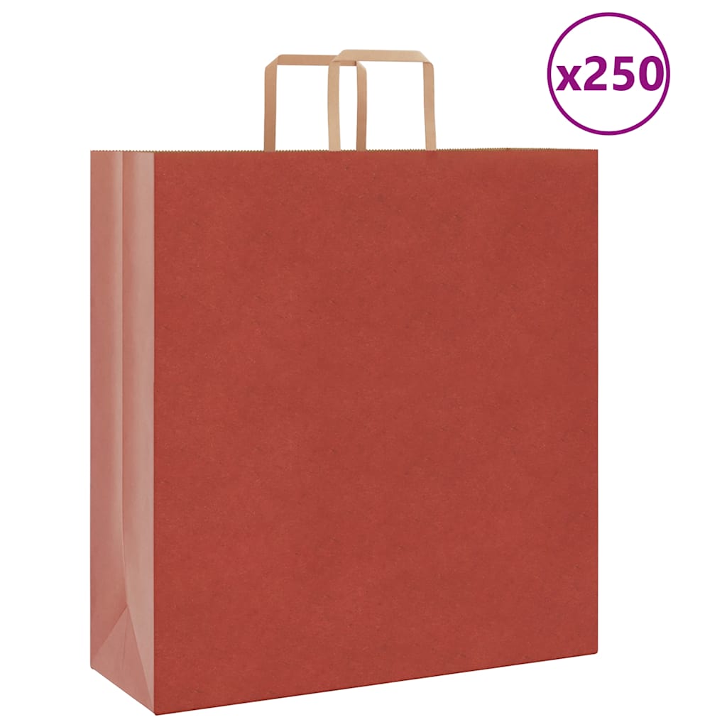 HKH Bolsas de Papel 250 Unidades con Asas - Rojo - 45x17x48 cm