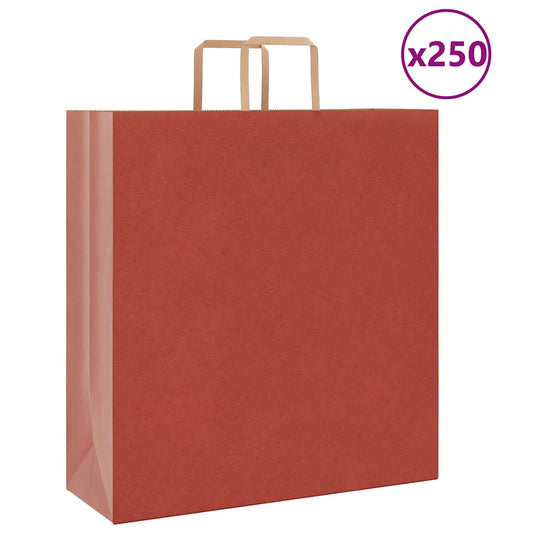 HKH Sacos de Papel 250 Unidades com Alças - Vermelho - 45x17x48 cm