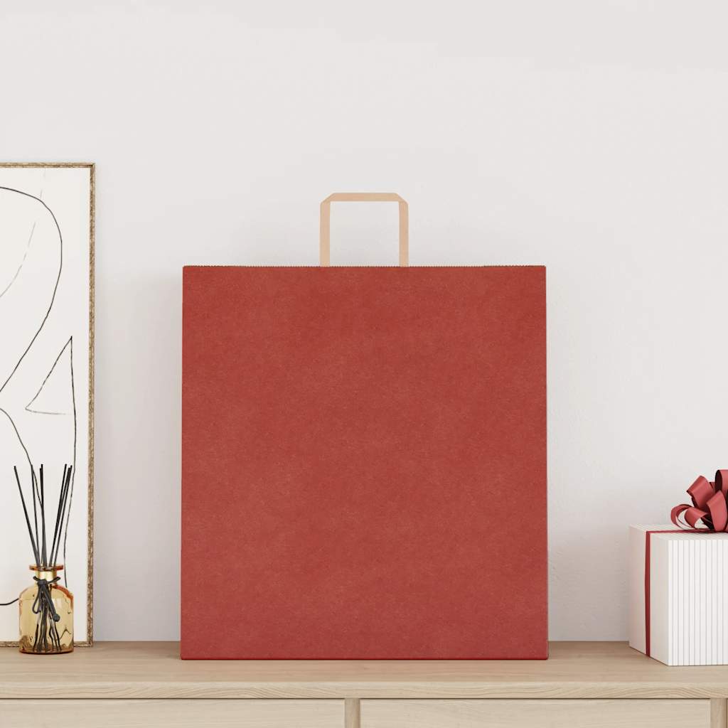 HKH Bolsas de Papel 250 Unidades con Asas - Rojo - 45x17x48 cm