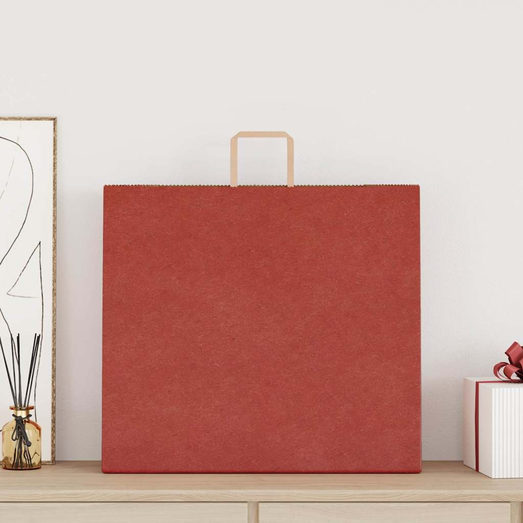 HKH Sacos de Papel 250 Unidades com Alças - Vermelho - 54x15x49 cm